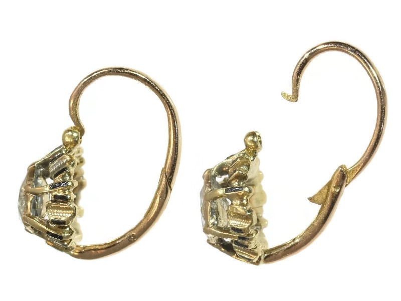 Antique diamond earrings with enamel France Mid Nineteenth Century